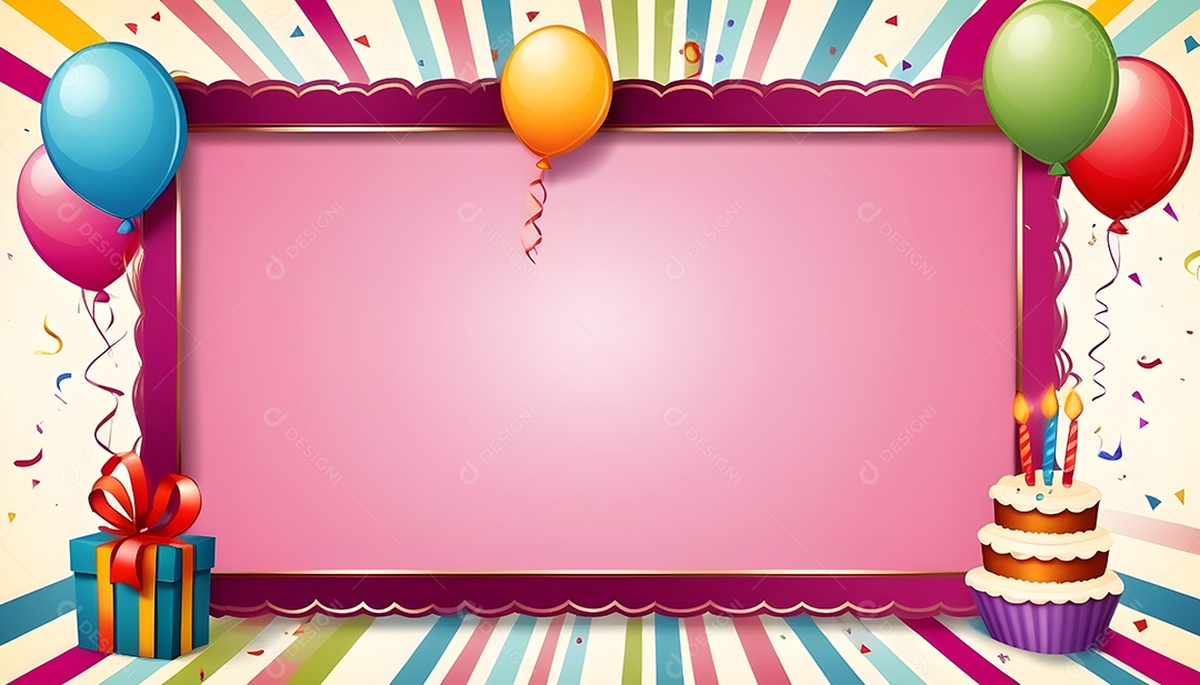 Quadro de cartão de convite de festa de aniversário fundo vertical para texto