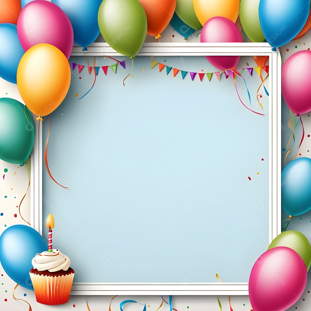 Quadro de cartão de convite de festa de aniversário fundo vertical para texto