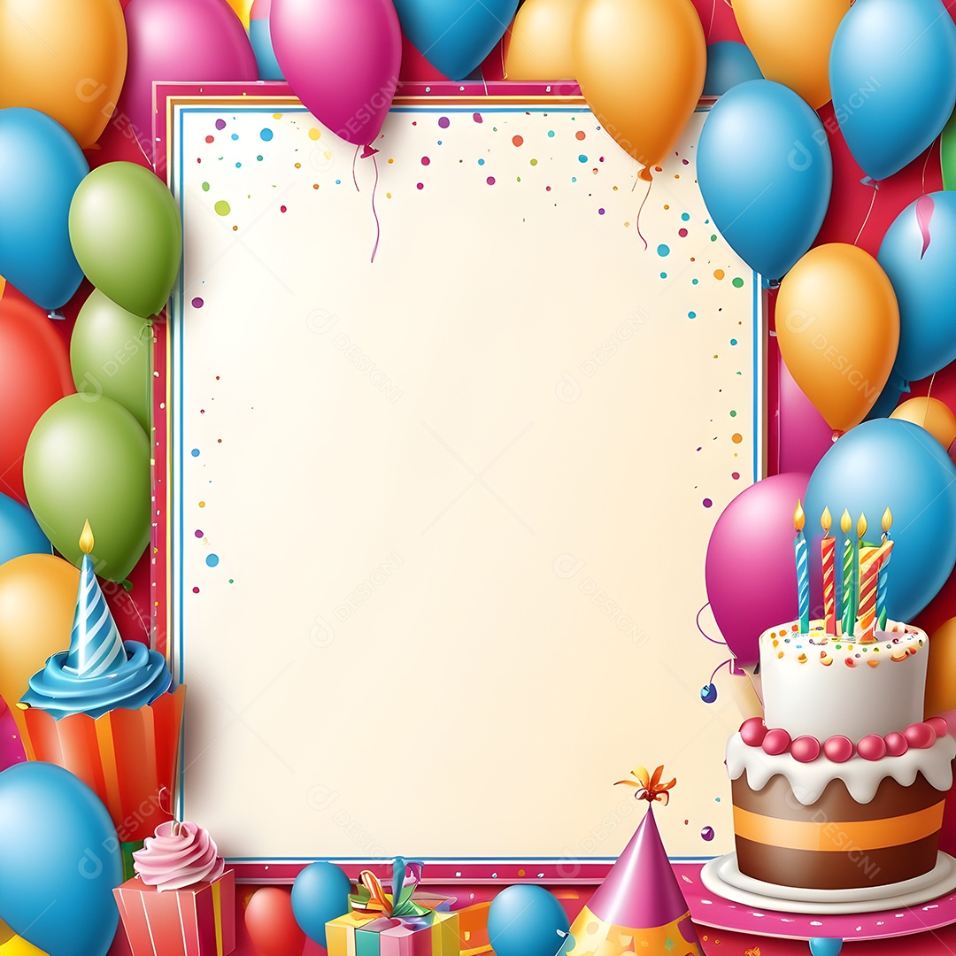 Quadro de cartão de convite de festa de aniversário fundo vertical para texto