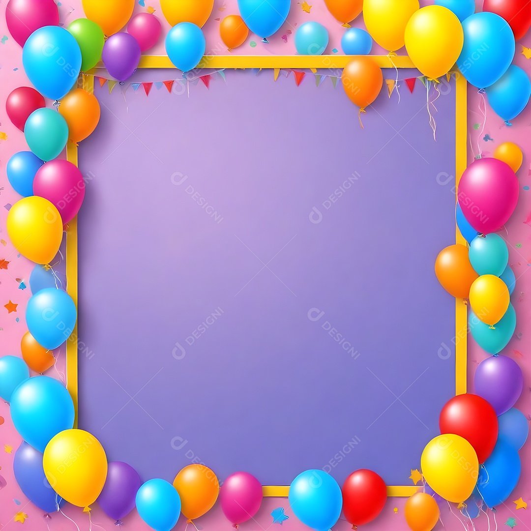 Quadro de cartão de convite de festa de aniversário fundo vertical para texto