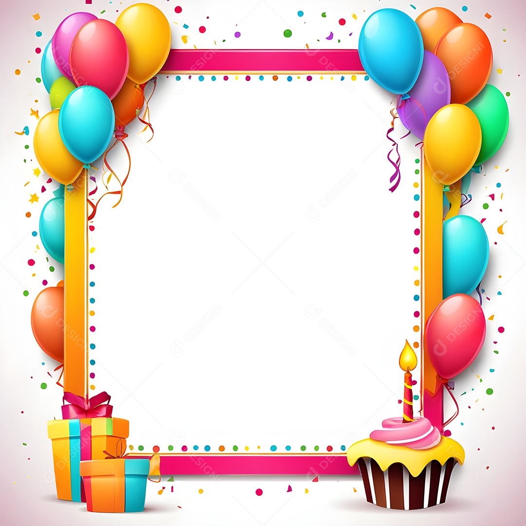 Quadro de cartão de convite de festa de aniversário fundo vertical para texto