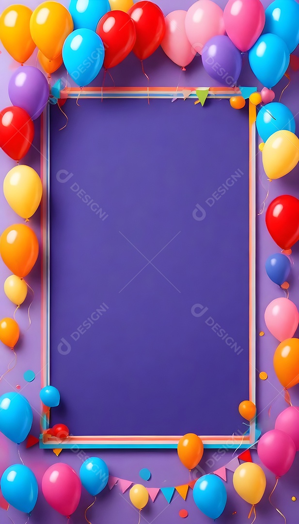 Quadro de cartão de convite de festa de aniversário fundo vertical para texto