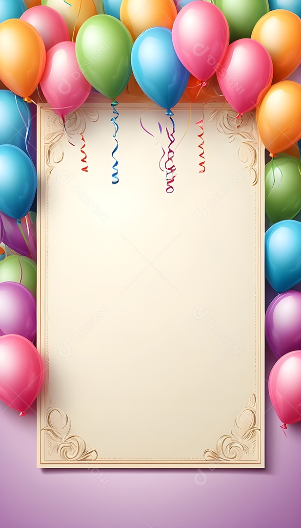 Quadro de cartão de convite de festa de aniversário fundo vertical para texto