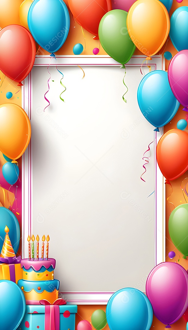 Quadro de cartão de convite de festa de aniversário fundo vertical para texto