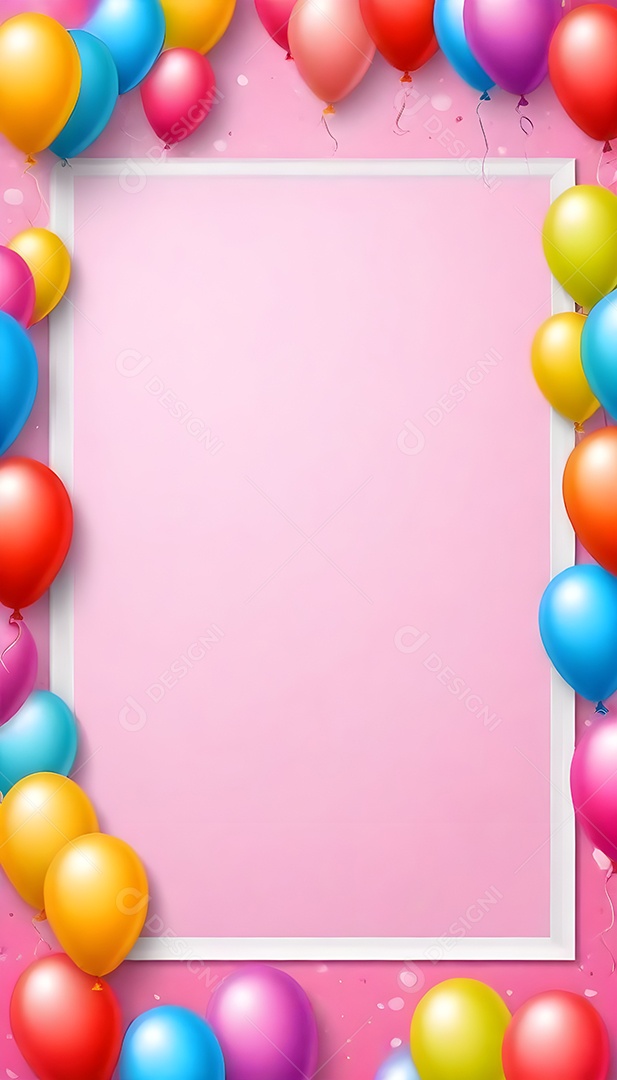 Quadro de cartão de convite de festa de aniversário fundo vertical para texto