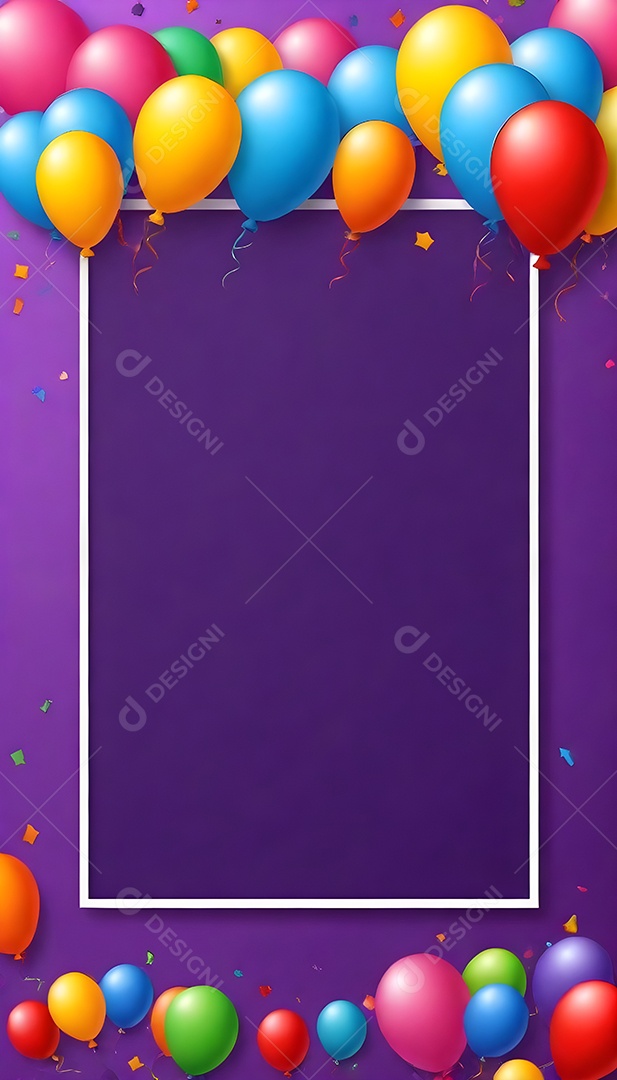 Quadro de cartão de convite de festa de aniversário fundo vertical para texto