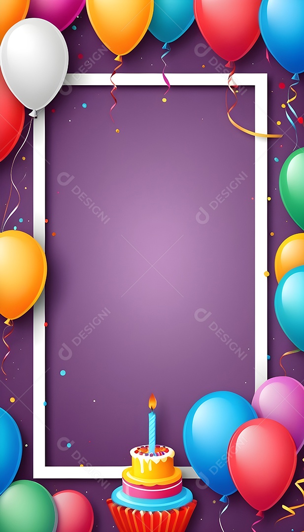 Quadro de cartão de convite de festa de aniversário fundo vertical para texto