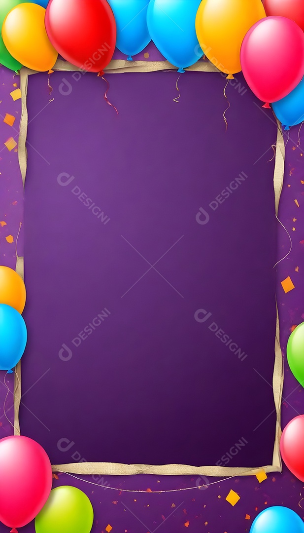 Quadro de cartão de convite de festa de aniversário fundo vertical para texto