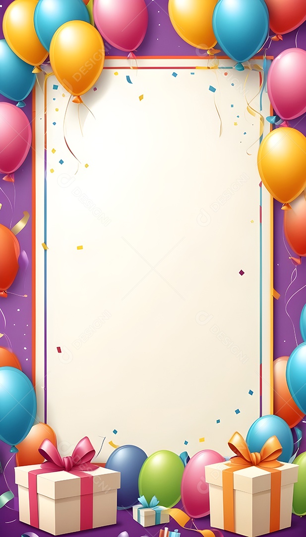 Quadro de cartão de convite de festa de aniversário fundo vertical para texto