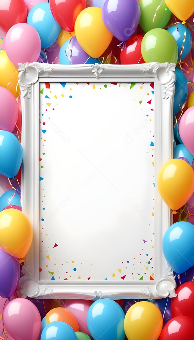 Quadro de cartão de convite de festa de aniversário fundo vertical para texto