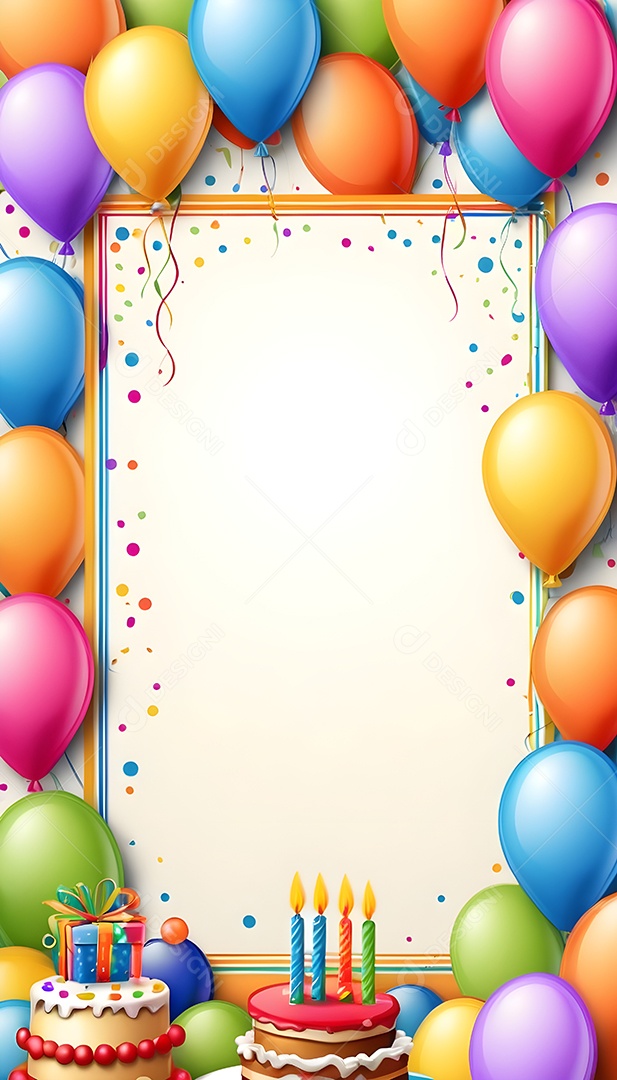 Quadro de cartão de convite de festa de aniversário fundo vertical para texto