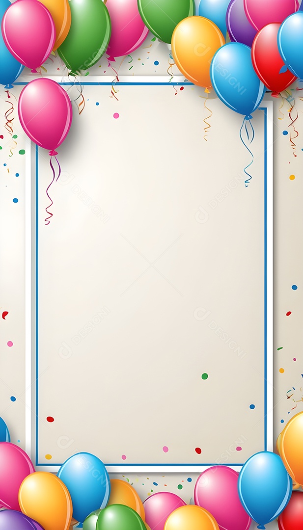 Quadro de cartão de convite de festa de aniversário fundo vertical para texto