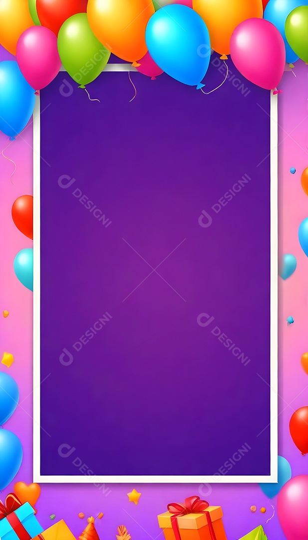 Quadro de cartão de convite de festa de aniversário fundo vertical para texto