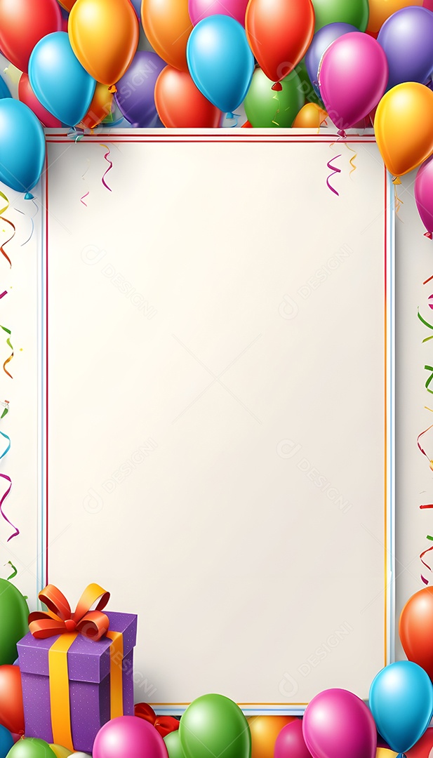 Quadro de cartão de convite de festa de aniversário fundo vertical para texto