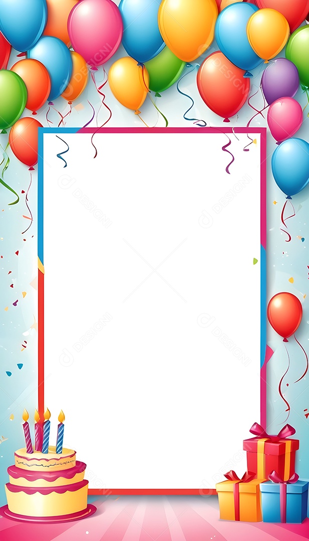 Quadro de cartão de convite de festa de aniversário fundo vertical para texto