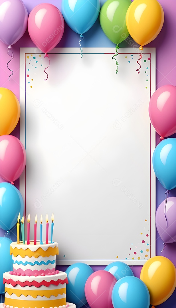 Quadro de cartão de convite de festa de aniversário fundo vertical para texto