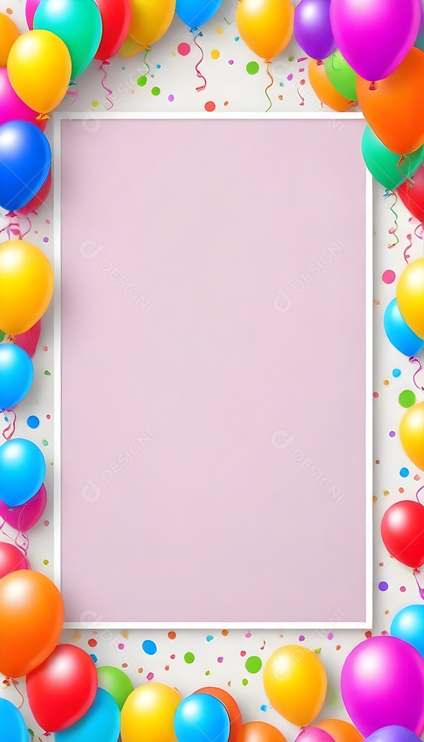 Quadro de cartão de convite de festa de aniversário fundo vertical para texto