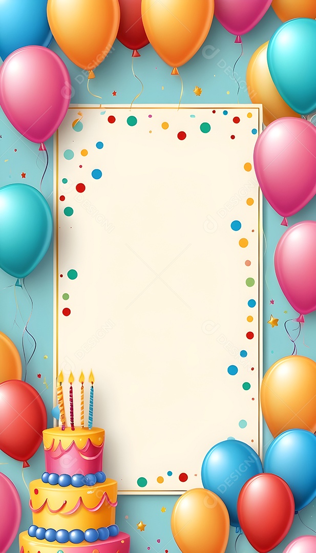 Quadro de cartão de convite de festa de aniversário fundo vertical para texto