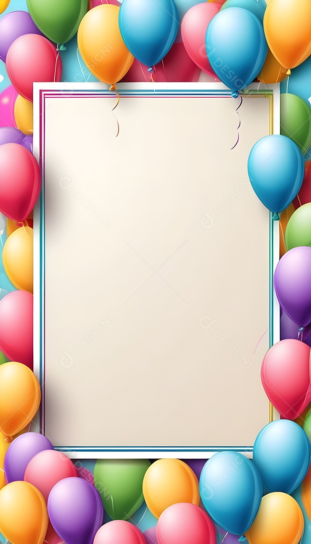 Quadro de cartão de convite de festa de aniversário fundo vertical para texto