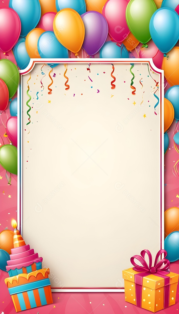 Quadro de cartão de convite de festa de aniversário fundo vertical para text