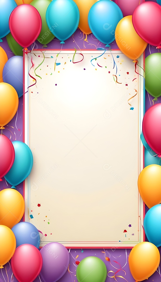 Quadro de cartão de convite de festa de aniversário fundo vertical para texto