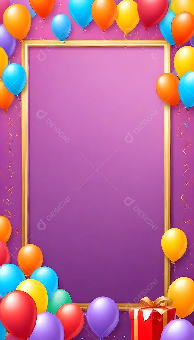 Quadro de cartão de convite de festa de aniversário fundo vertical para texto