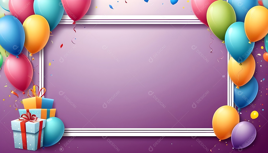 Quadro de cartão de convite de festa de aniversário fundo vertical para texto