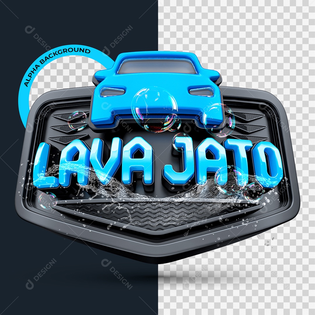 Lava Jato Selo 3D Azul e Preto para Composição PSD
