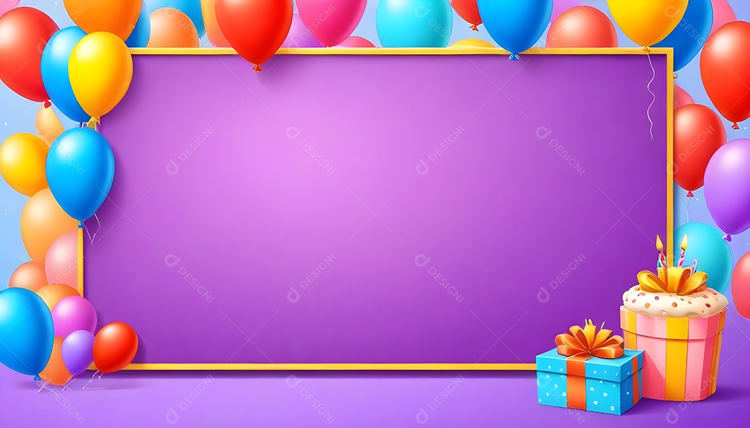 Quadro de cartão de convite de festa de aniversário fundo vertical para texto