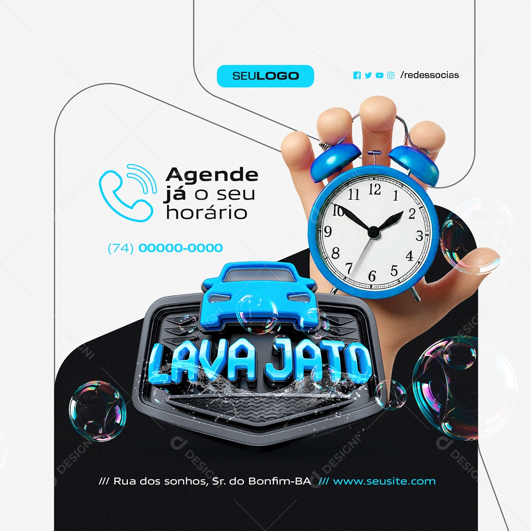Lava Jato Agende Já o Seu Horário Social Media PSD Editável
