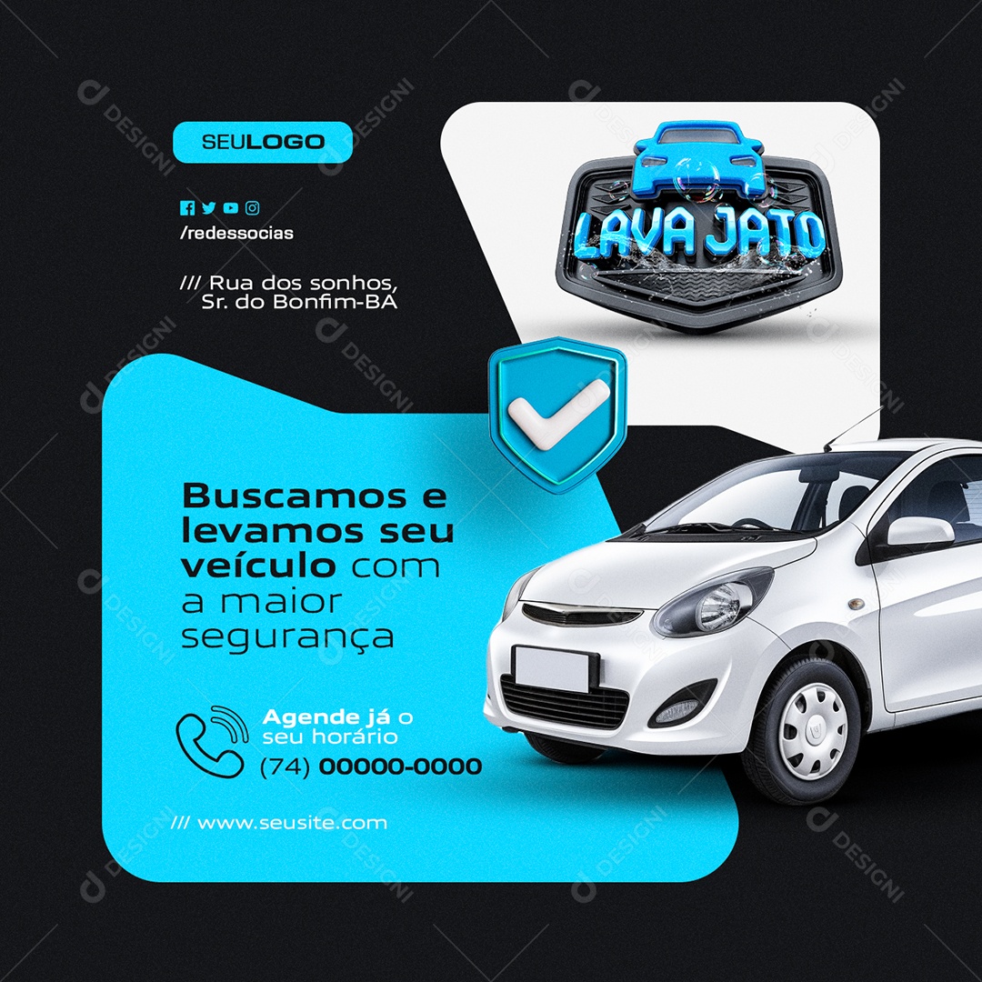 Lava Jato Buscamos e Levamos seu Veículo com a Maior Segurança Social Media PSD Editável