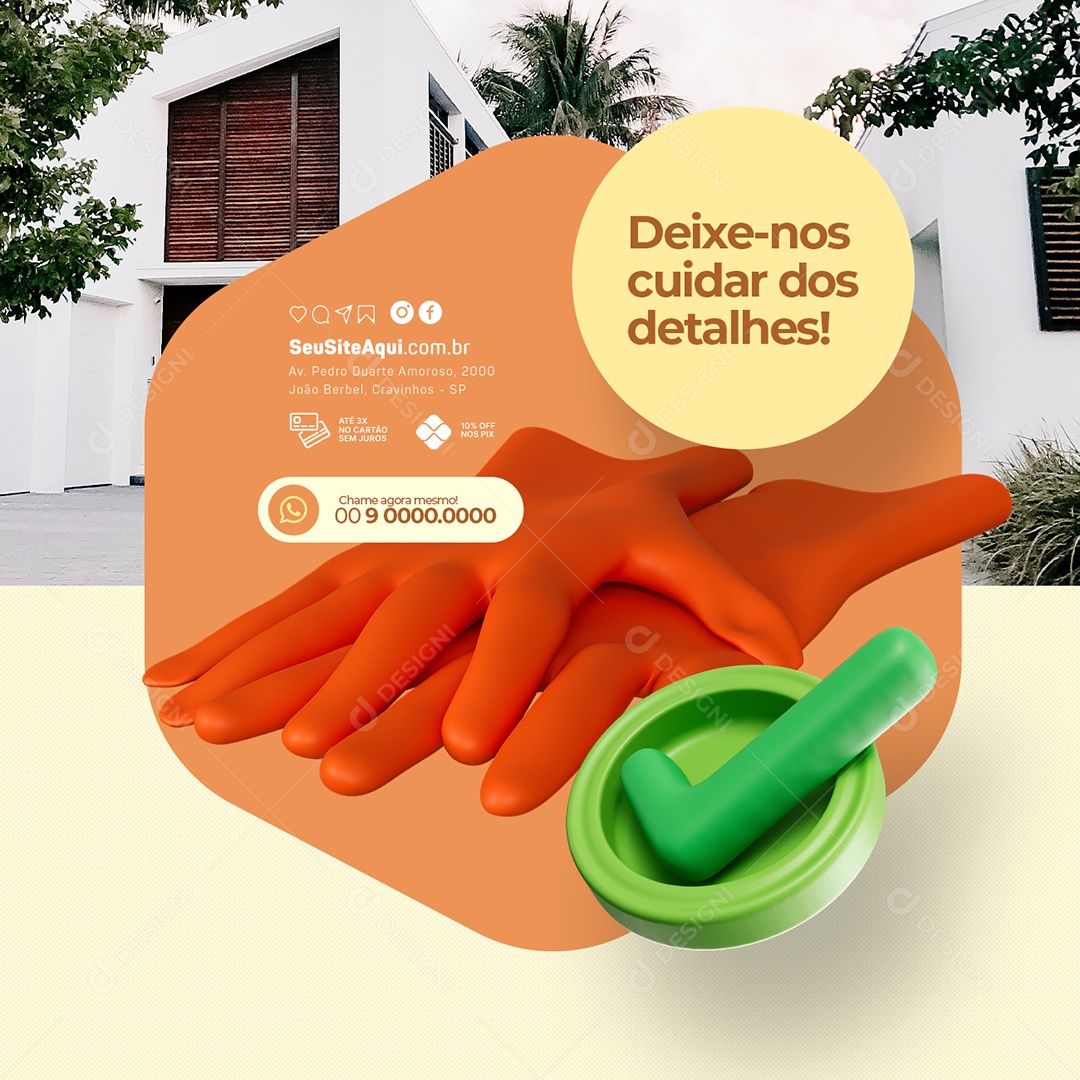 Serviços Gerais Deixe nos Cuidar Dos Detalhes Chame agora Mesmo Social Media PSD Editável