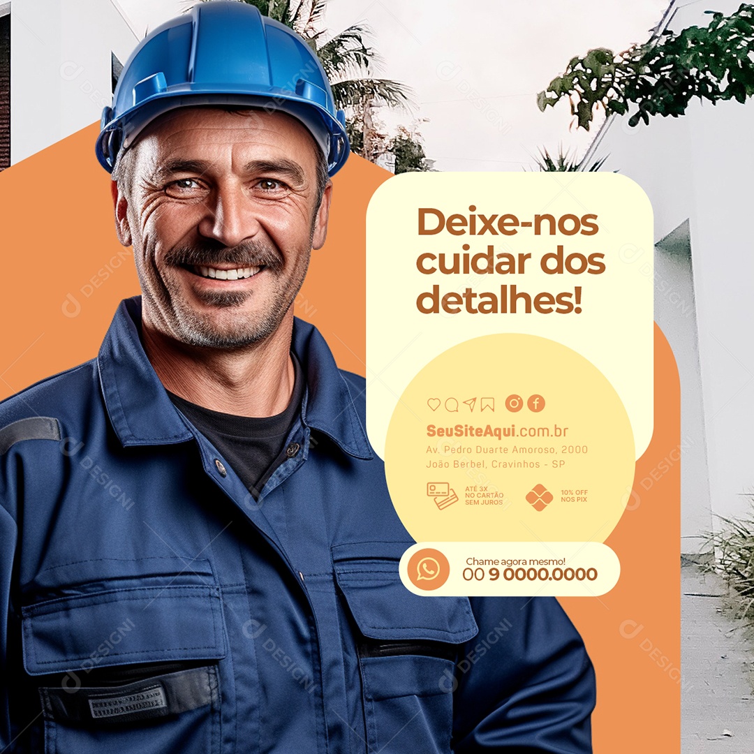 Serviços Gerais Deixe nos Cuidar dos Detalhes Social Media PSD Editável