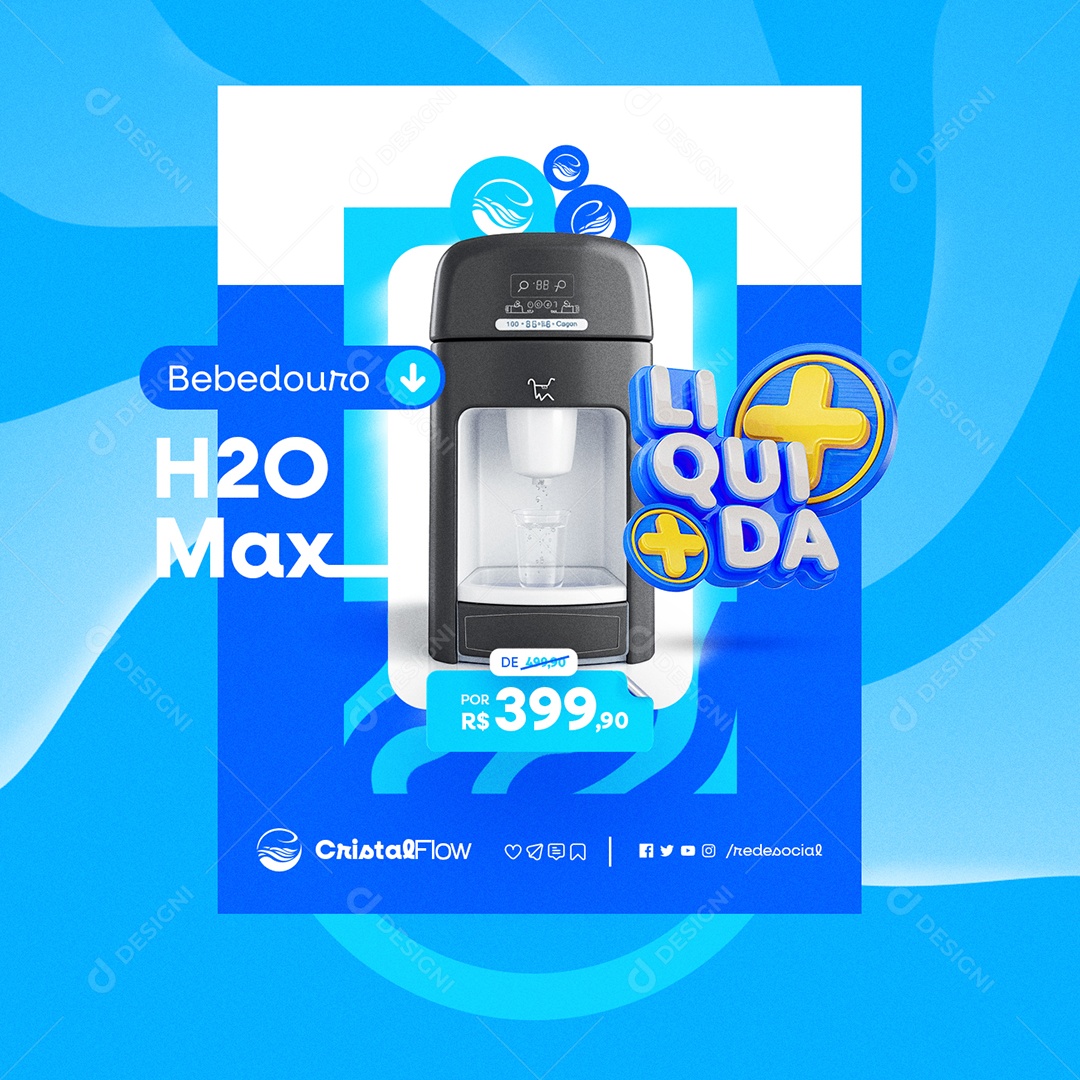 Bebedouro Liquida H2O Max Social Media PSD Editável