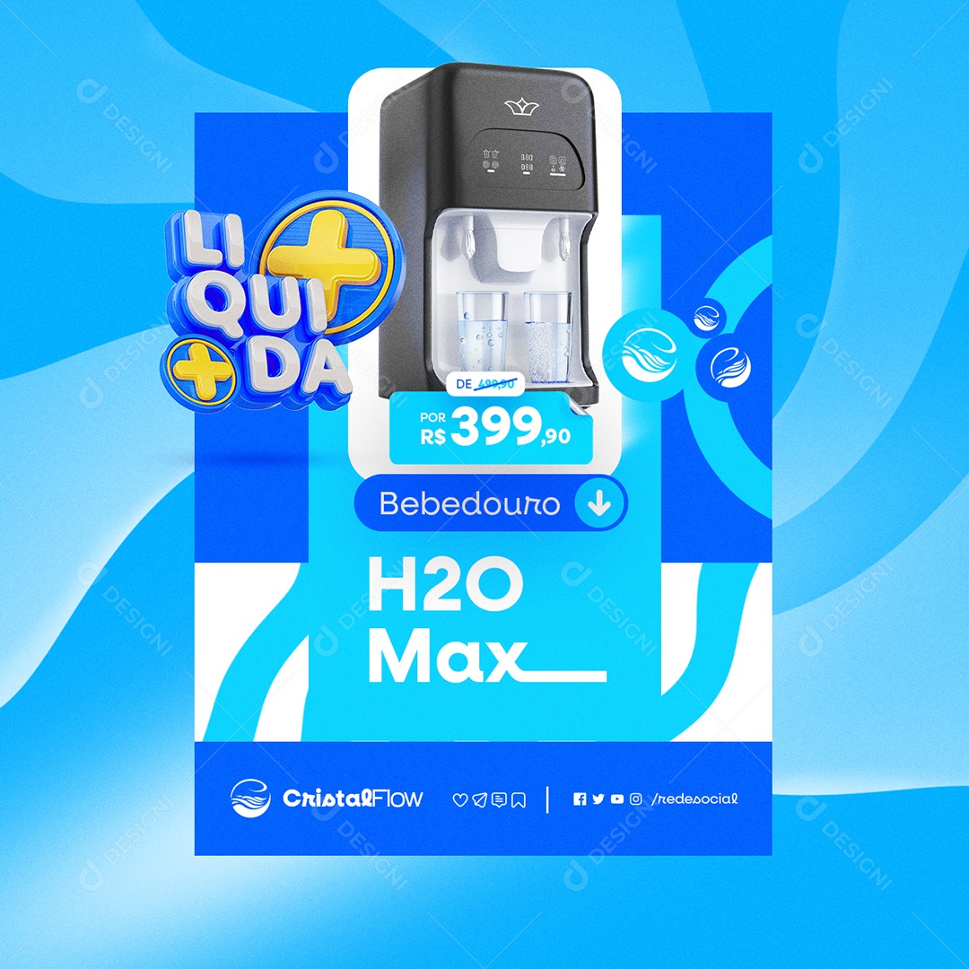 Bebedouro H2O Max Liquida Social Media PSD Editável