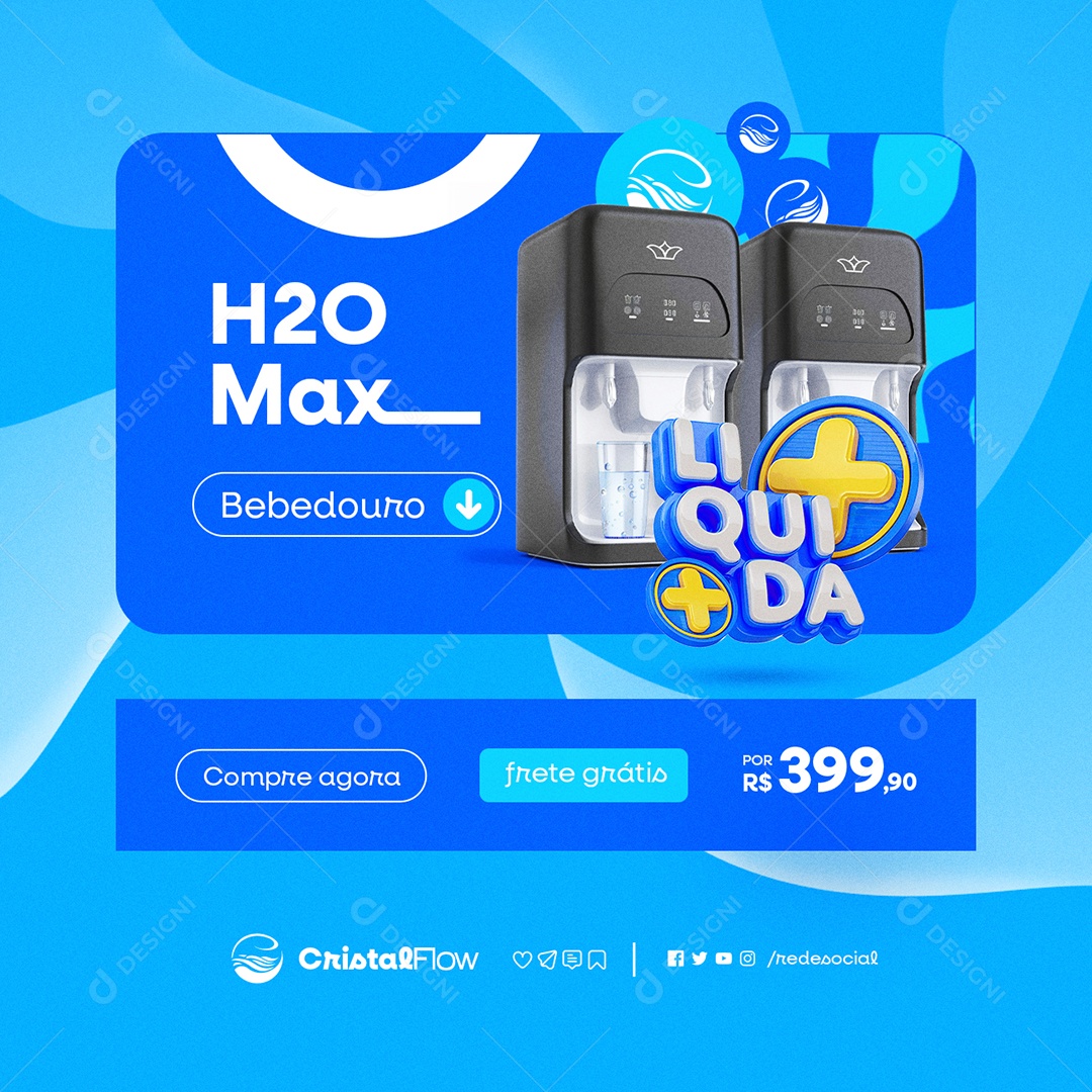 Bebedouro Liquida H2O Max Social Media PSD Editável