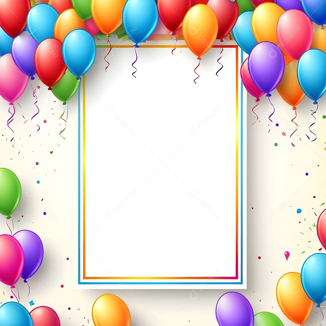 Quadro de cartão de convite de festa de aniversário fundo vertical para texto