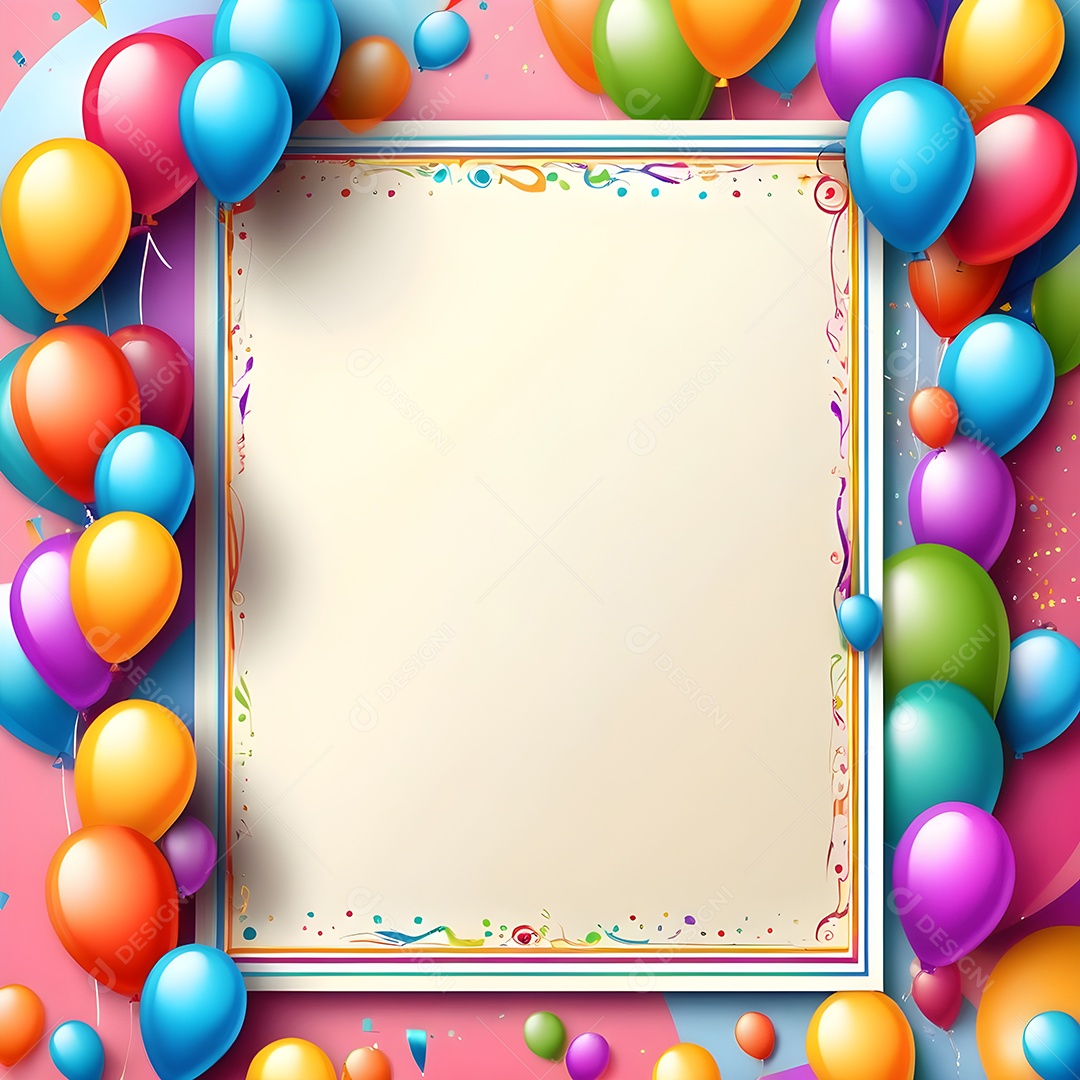 Quadro de cartão de convite de festa de aniversário fundo vertical para texto