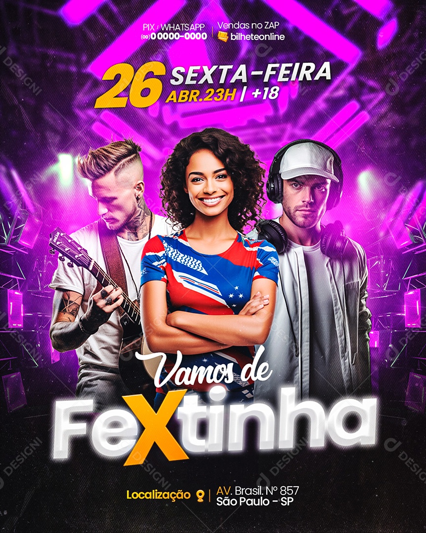 Flyer Vamos de Fextinha Social Media PSD Editável