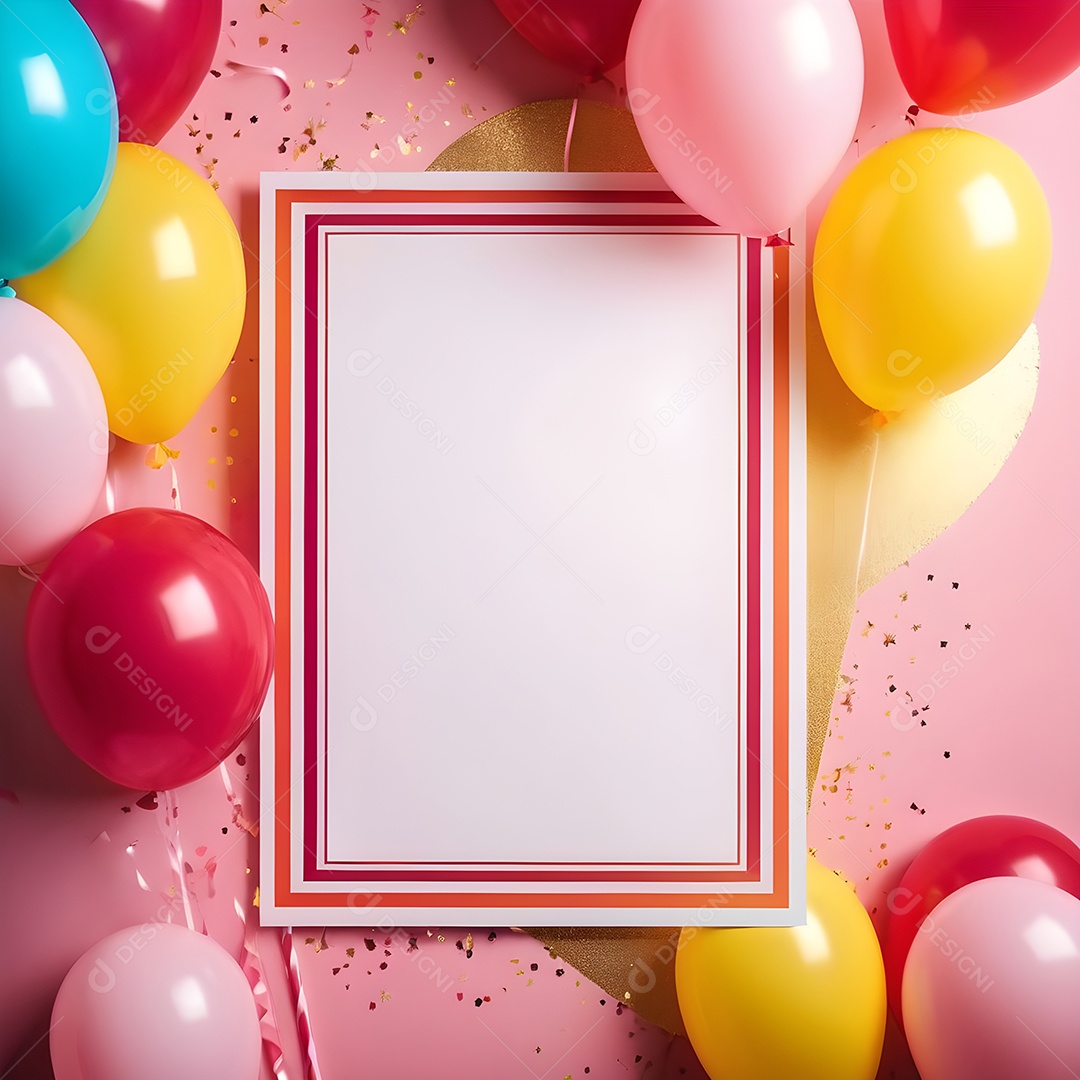 Quadro de cartão de convite de festa de aniversário fundo vertical para texto