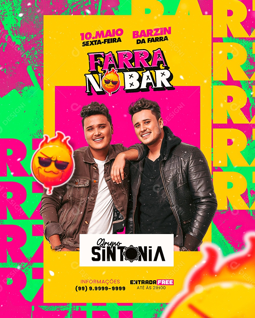 Party Flyer at the Bar Grupo Sintonia Social Media Editable PSD