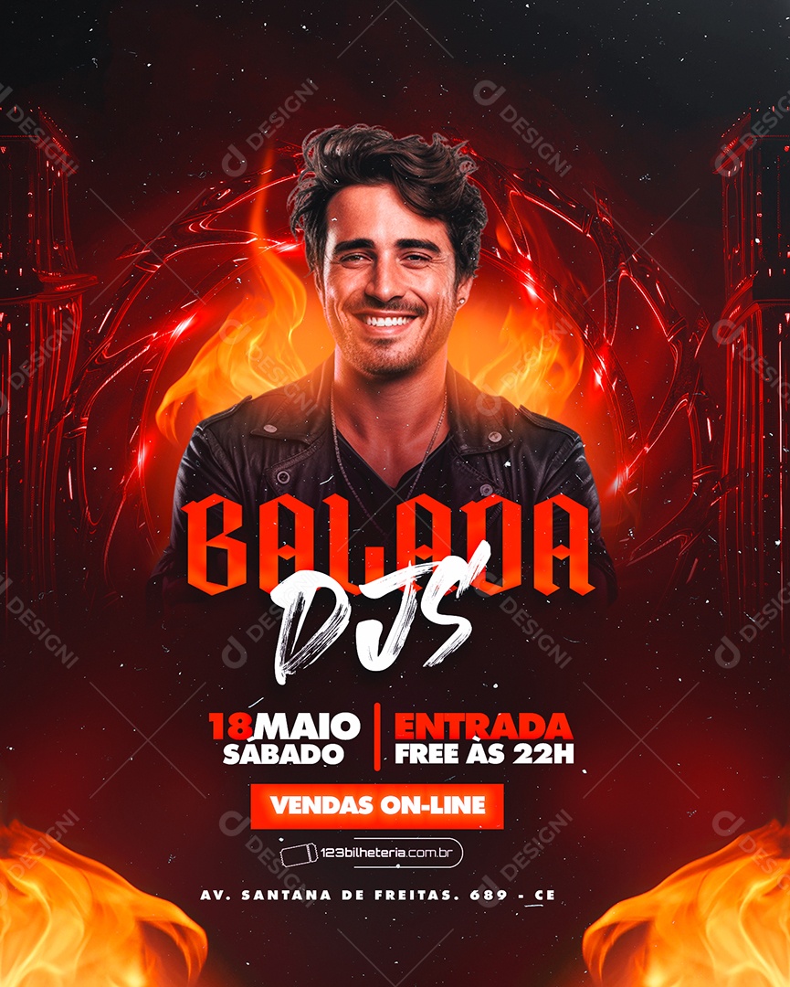 Flyer Balada DJS Vendas Online Socia Media PSD Editável