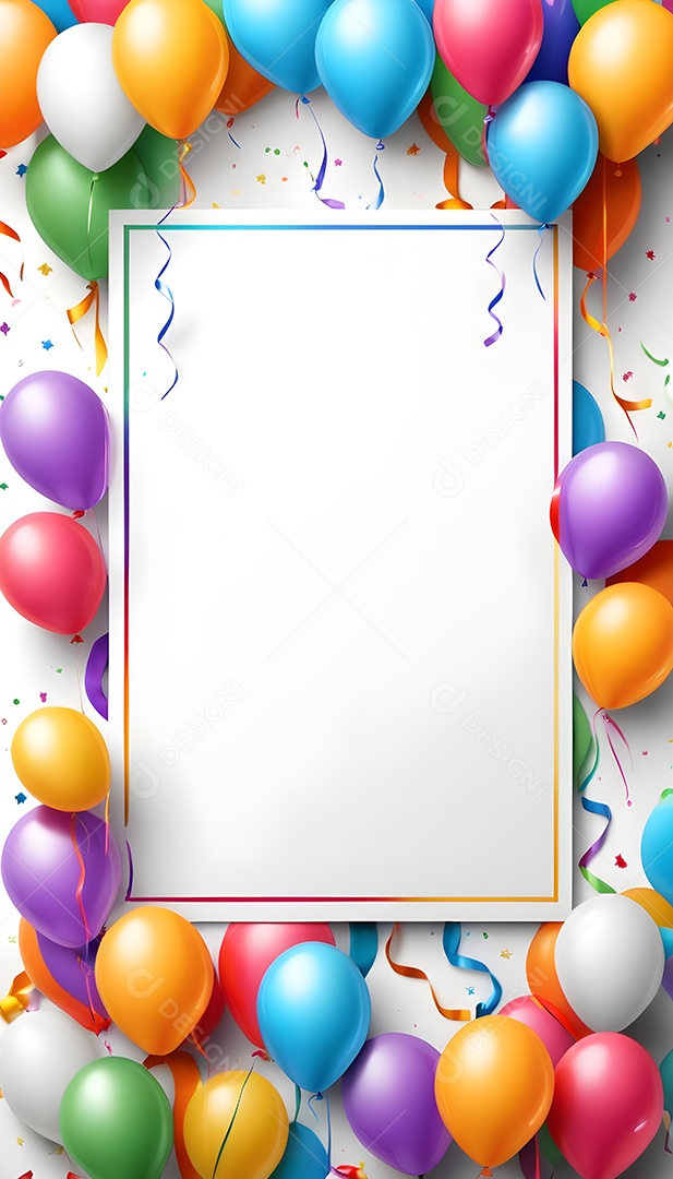 Quadro de cartão de convite de festa de aniversário fundo vertical para texto