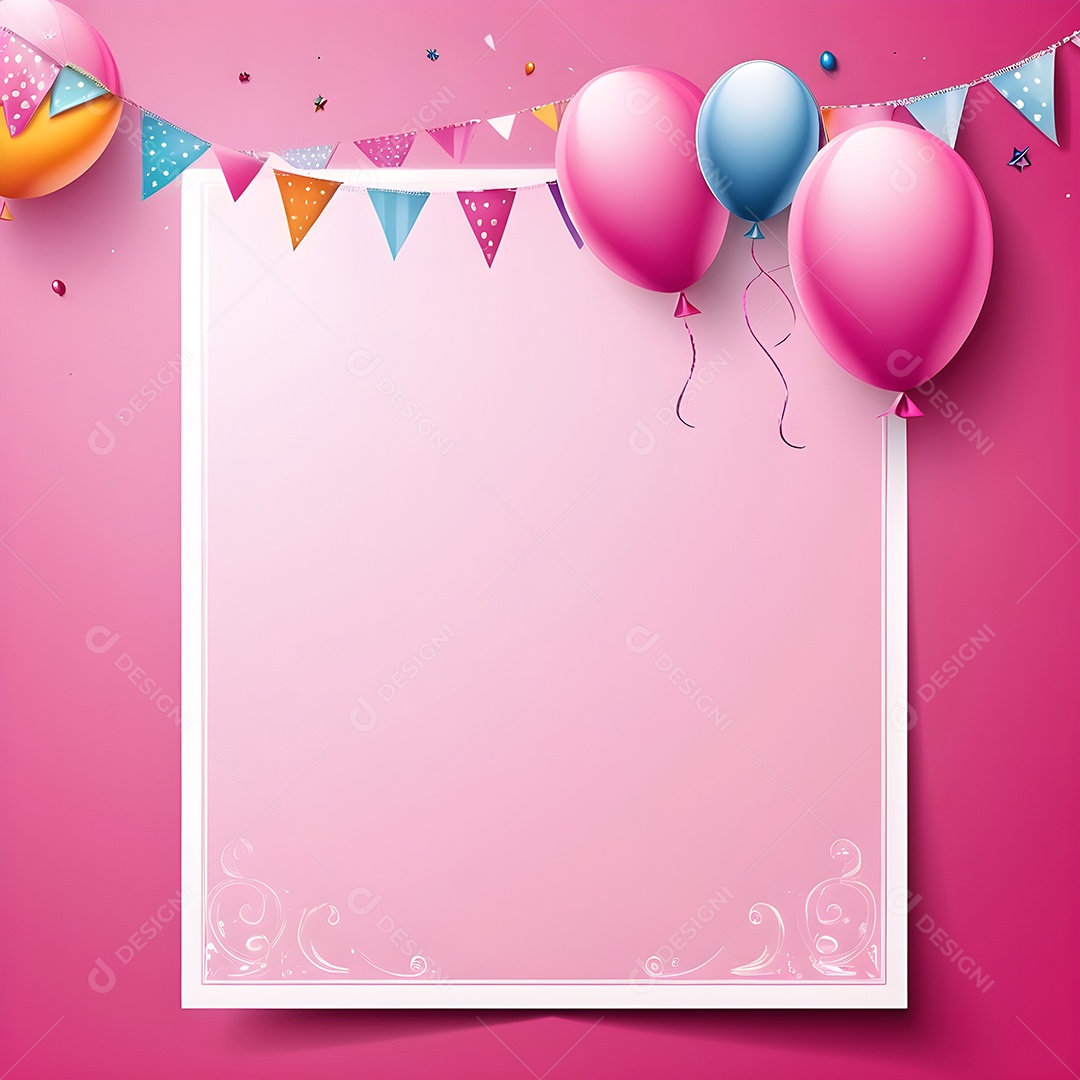 Quadro de cartão de convite de festa de aniversário fundo vertical para texto