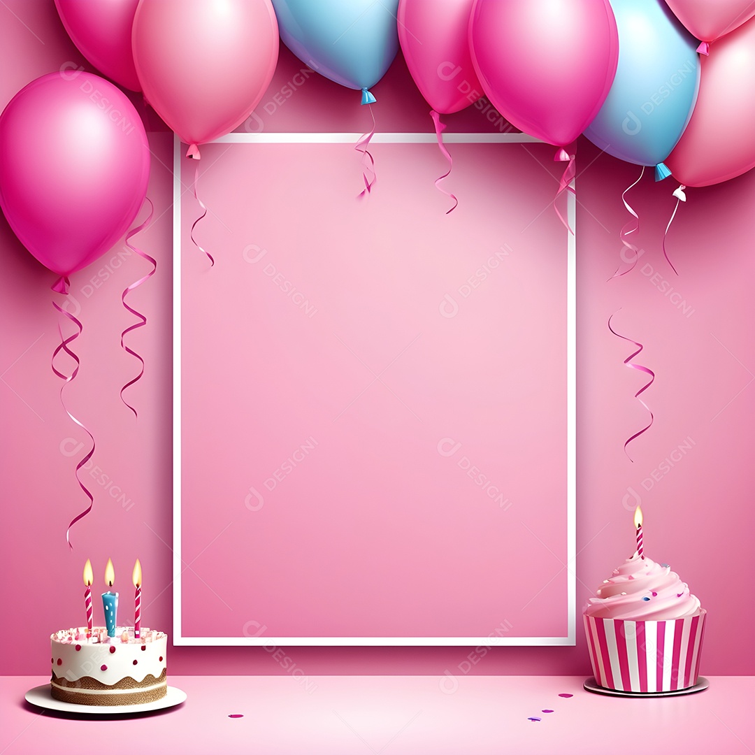 Quadro de cartão de convite de festa de aniversário fundo vertical para texto