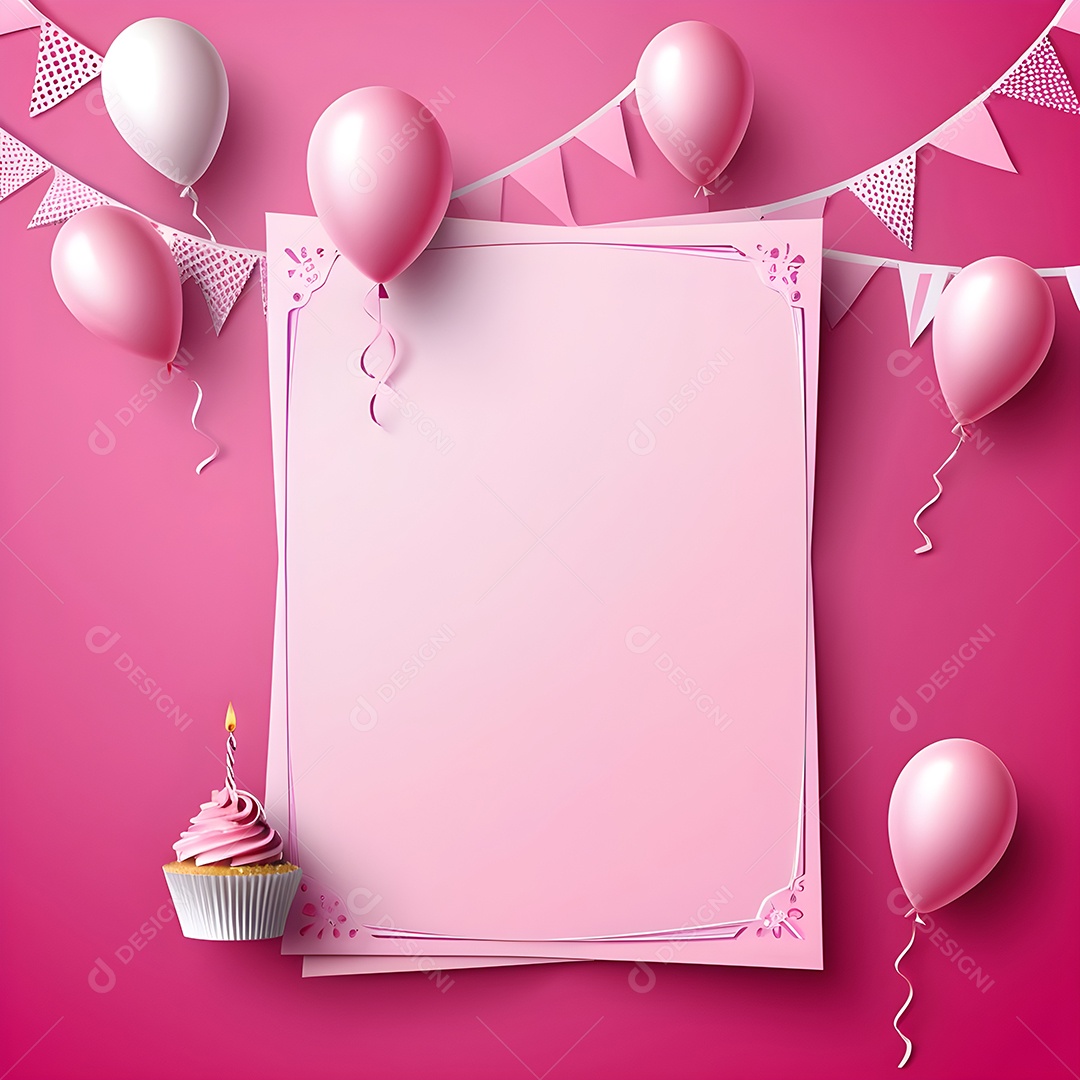 Quadro de cartão de convite de festa de aniversário fundo vertical para texto