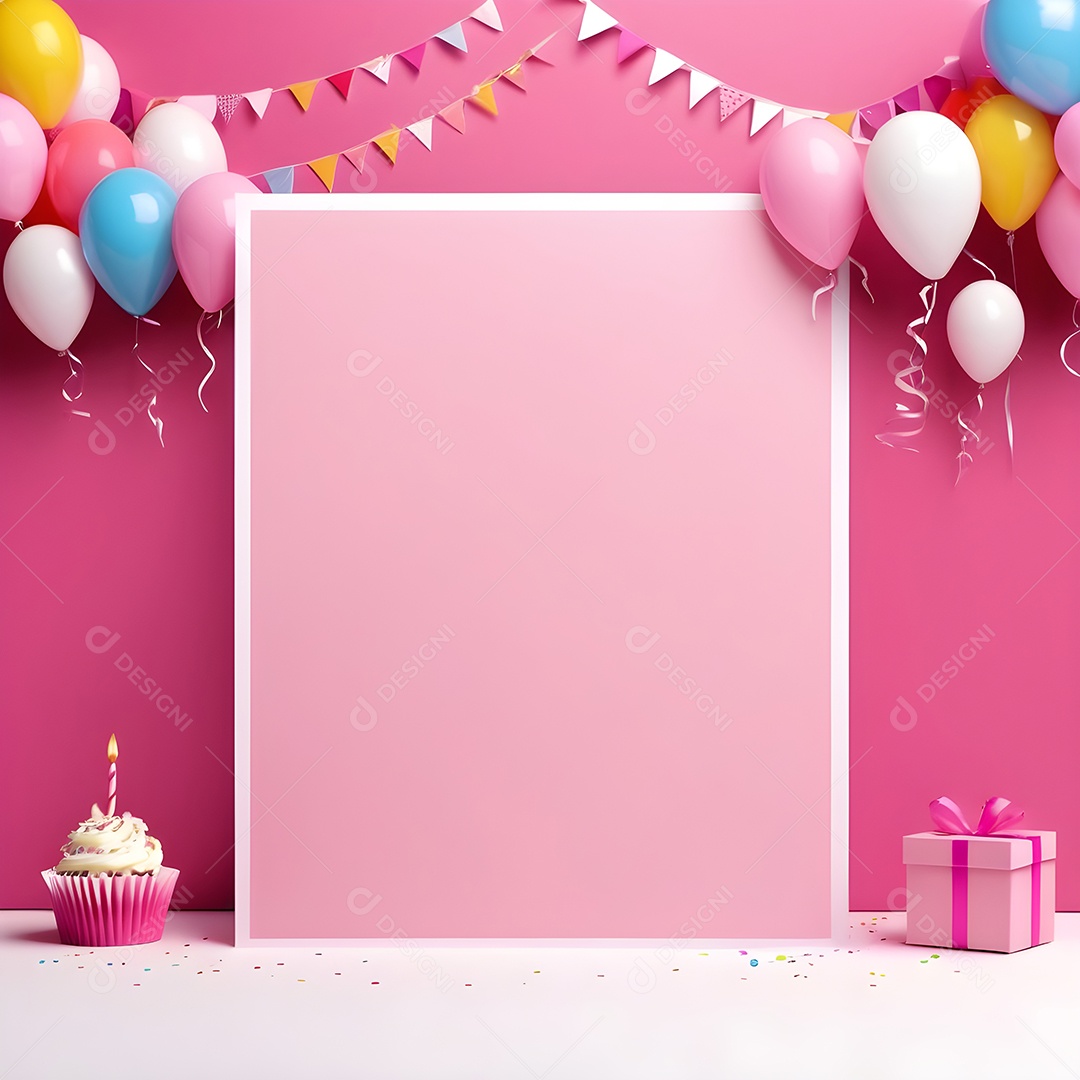 Quadro de cartão de convite de festa de aniversário fundo vertical para texto