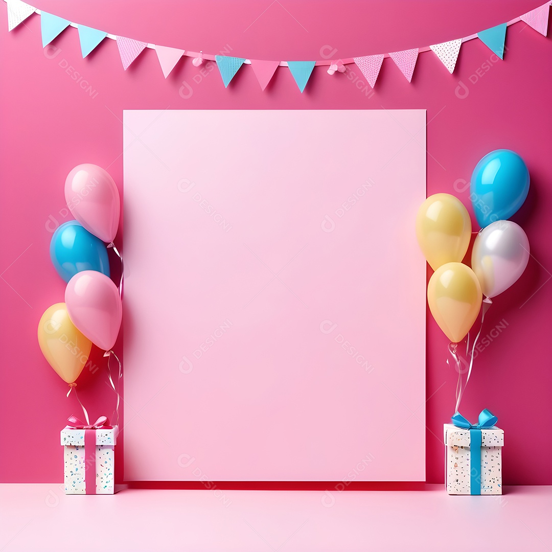 Quadro de cartão de convite de festa de aniversário fundo vertical para texto