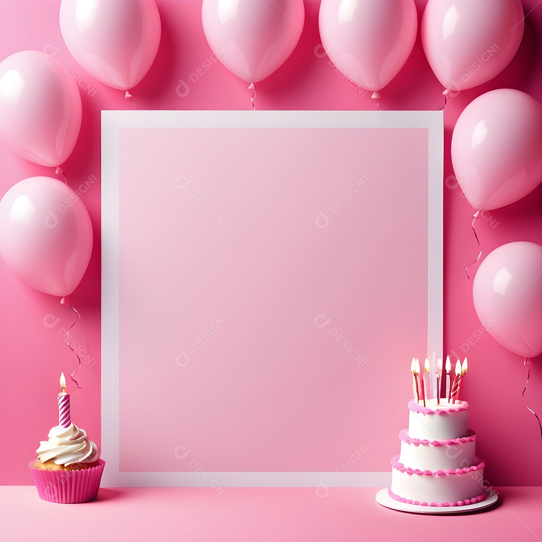 Quadro de cartão de convite de festa de aniversário fundo vertical para texto