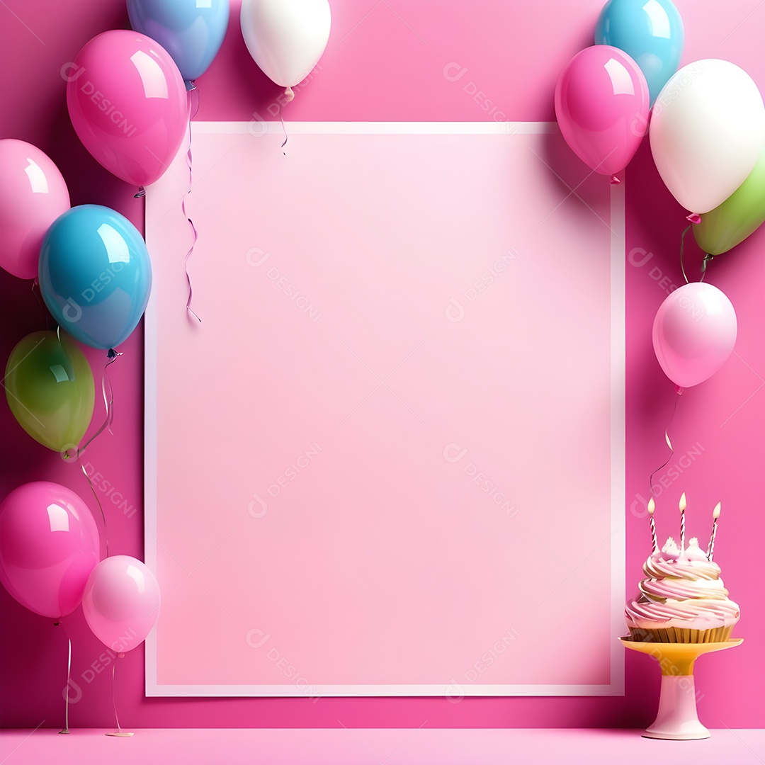 Quadro de cartão de convite de festa de aniversário fundo vertical para texto